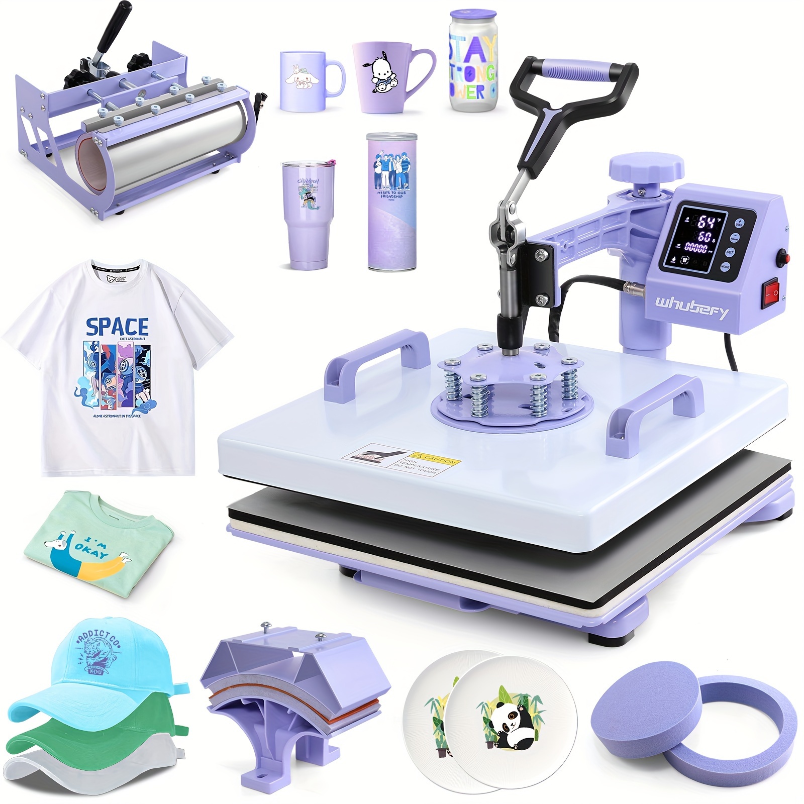 

15x15 Heat Press Machine, 5 In 1 Heat Press For Tshirts With 30oz Tumbler Press, Hat Press, Sublimation Heat Press For Tumblers, Mugs, Plates, Cans, Slide Out And 360° Shirts Press Combo