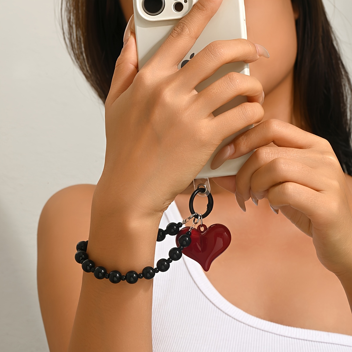 TEMU 1pc, Elegante y Lujoso Estilo Gótico, Colgante de , Pulsera para Teléfono Móvil con Cuentas, Teléfono Móvil, Mochila, Decoración de Llaves.