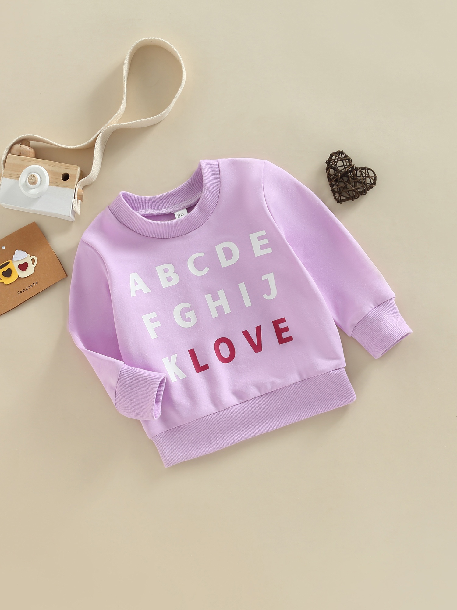 Toddler Valentine's Day Letter Sweatshirt Long Sleeve Pullover