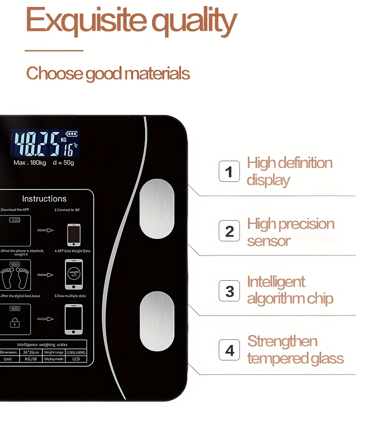  smart body fat scale weight scale can connect app bathroom scales human body scales electronic fat scales details 6