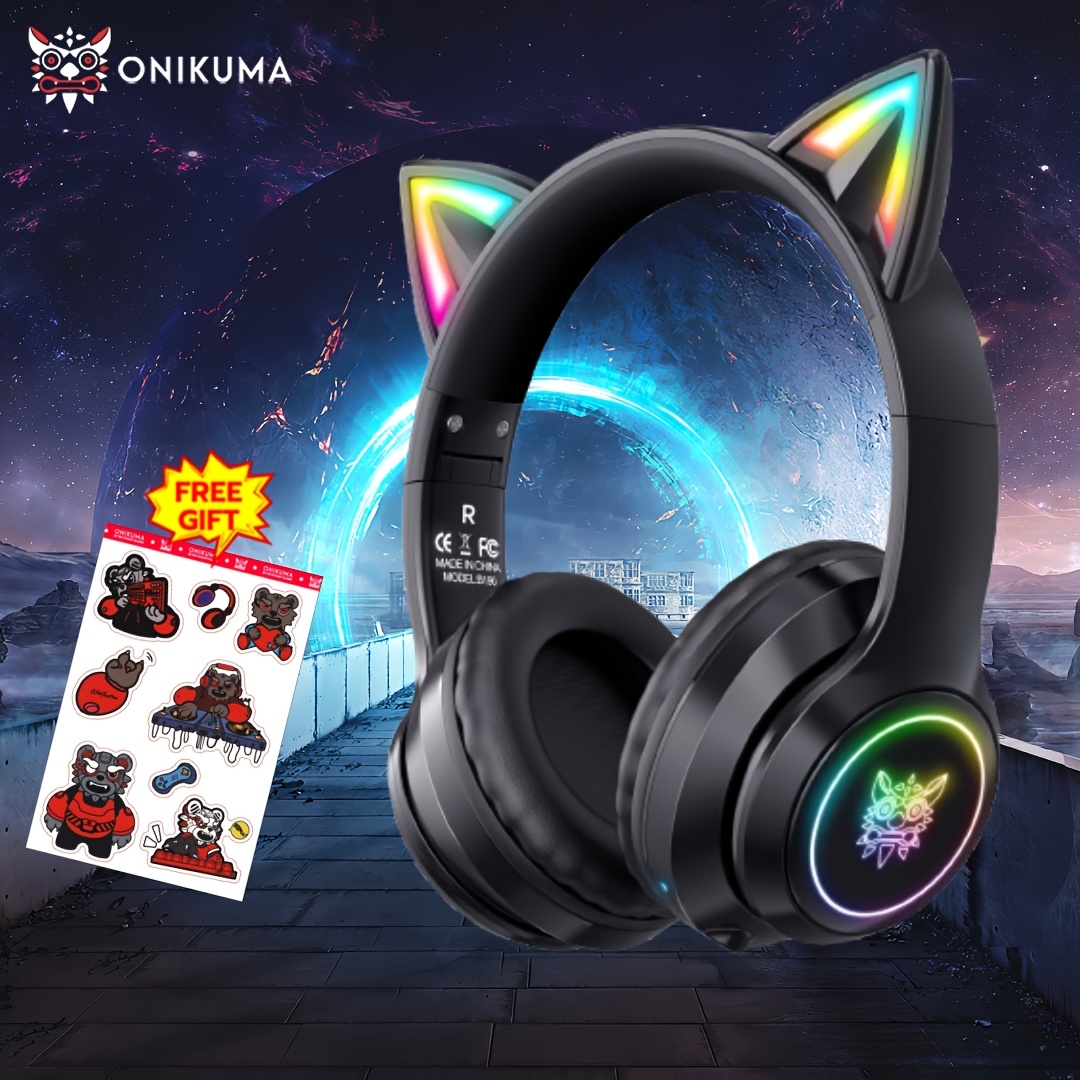 Onikuma Wireless Gaming Headsets Compatible For Pc/ps With Wireless, Rich , Long , Voice Isolation Mic, Rgb & Stretchable Headband - Headphone For /pc Gaming (no Charger Included) - Ideal Gift