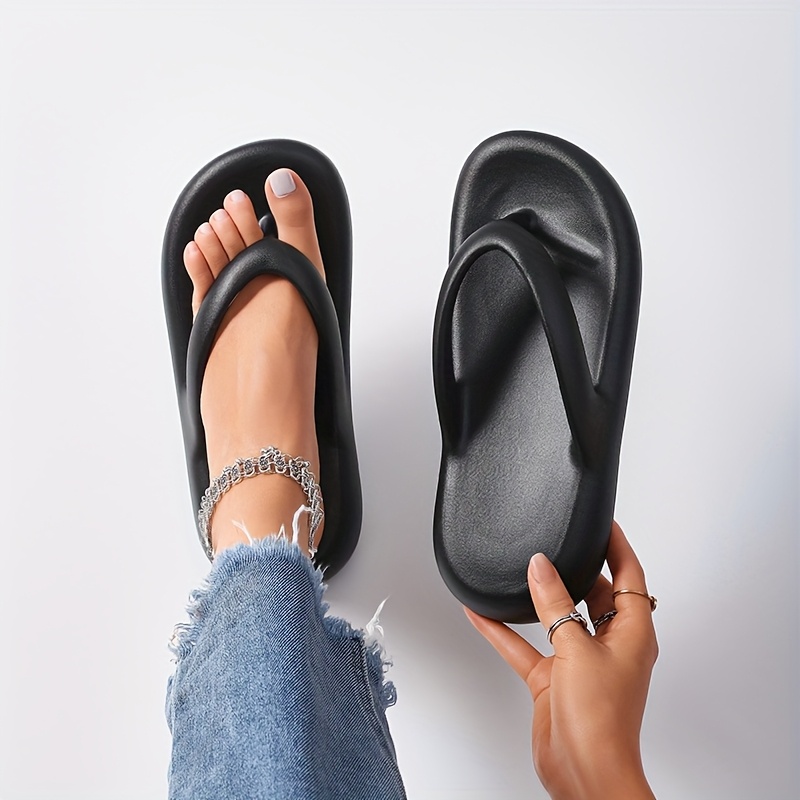 womens platform sandals slip on thick cushioned eva sole   non slip platform   for pool vacation everyday   in   white   slide sandals slipon style   Product details 4