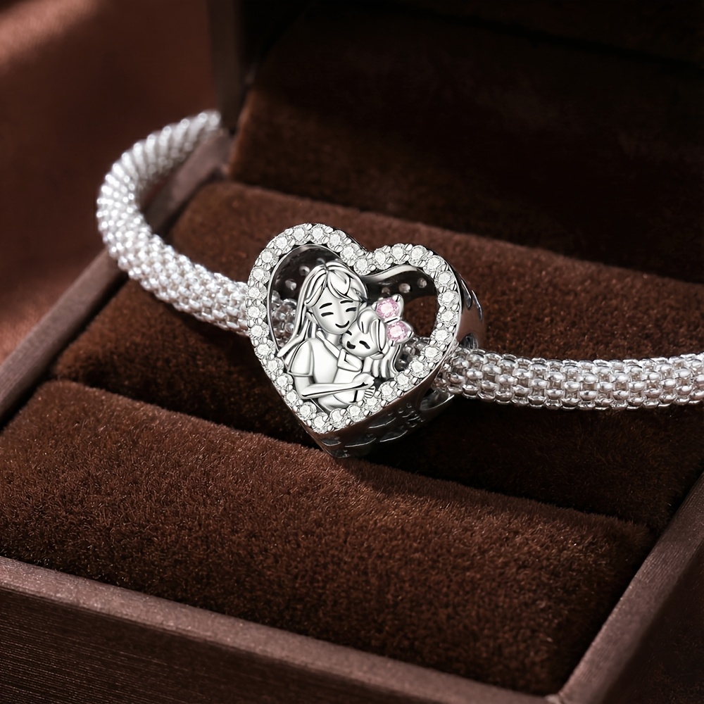 Silver Plated Loving Mother and Daughter Charm Pendant