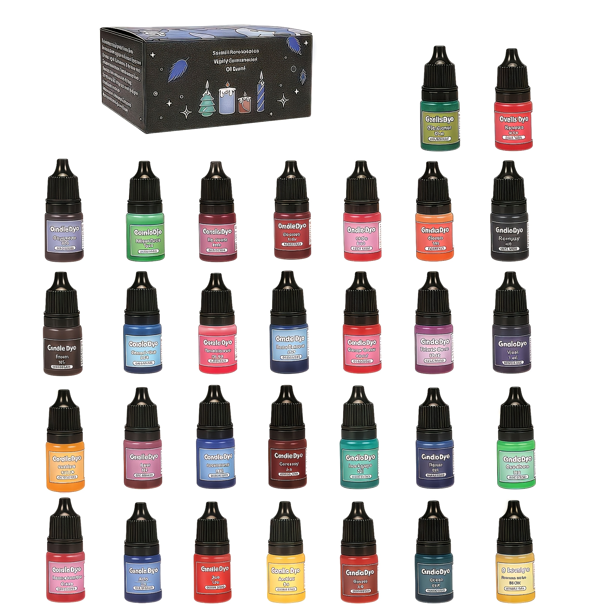 Image of 31pcs 30 Colors + 1 Gift Box Candle Soap Making Dyeing Aromatherapy Candle Pigment Used For Squeeze Toy Coloring Dyeing Handmade Aromatherapy Pigment, Suitable For Crafts, Soy Wax/paraffin Dye, 5ml