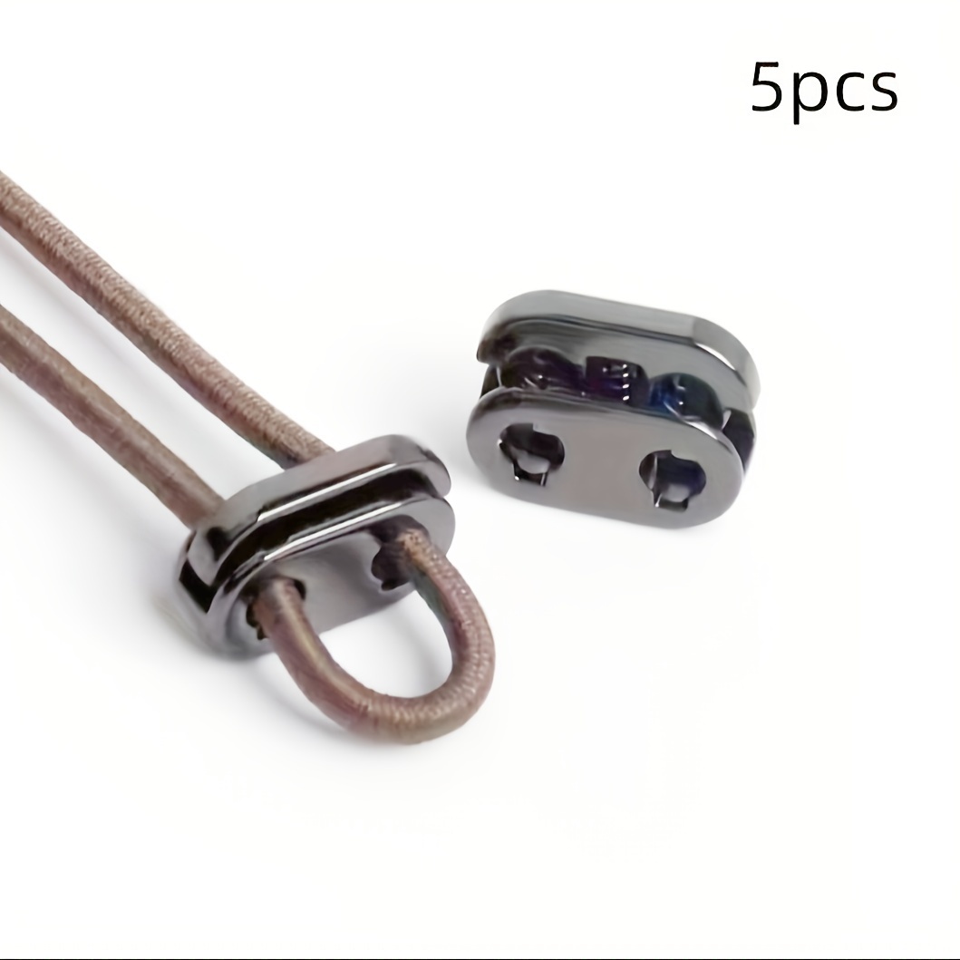 5pcs Double Hole Metal Cord Locks - Adjustable Spring Stopper Buckles For Hat Cords, Elastic Adjustments, Sewing Additions, And Crafting Projects