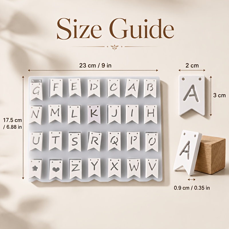 Image of A-z Alphabet Banner Silicone Mold With & Lowercase Letters, Heart & Star Shapes Suitable For Diy Resin Clay Plaster Crafts, Birthday Christmas Decorations, Banner Flag Pendant Making For Events