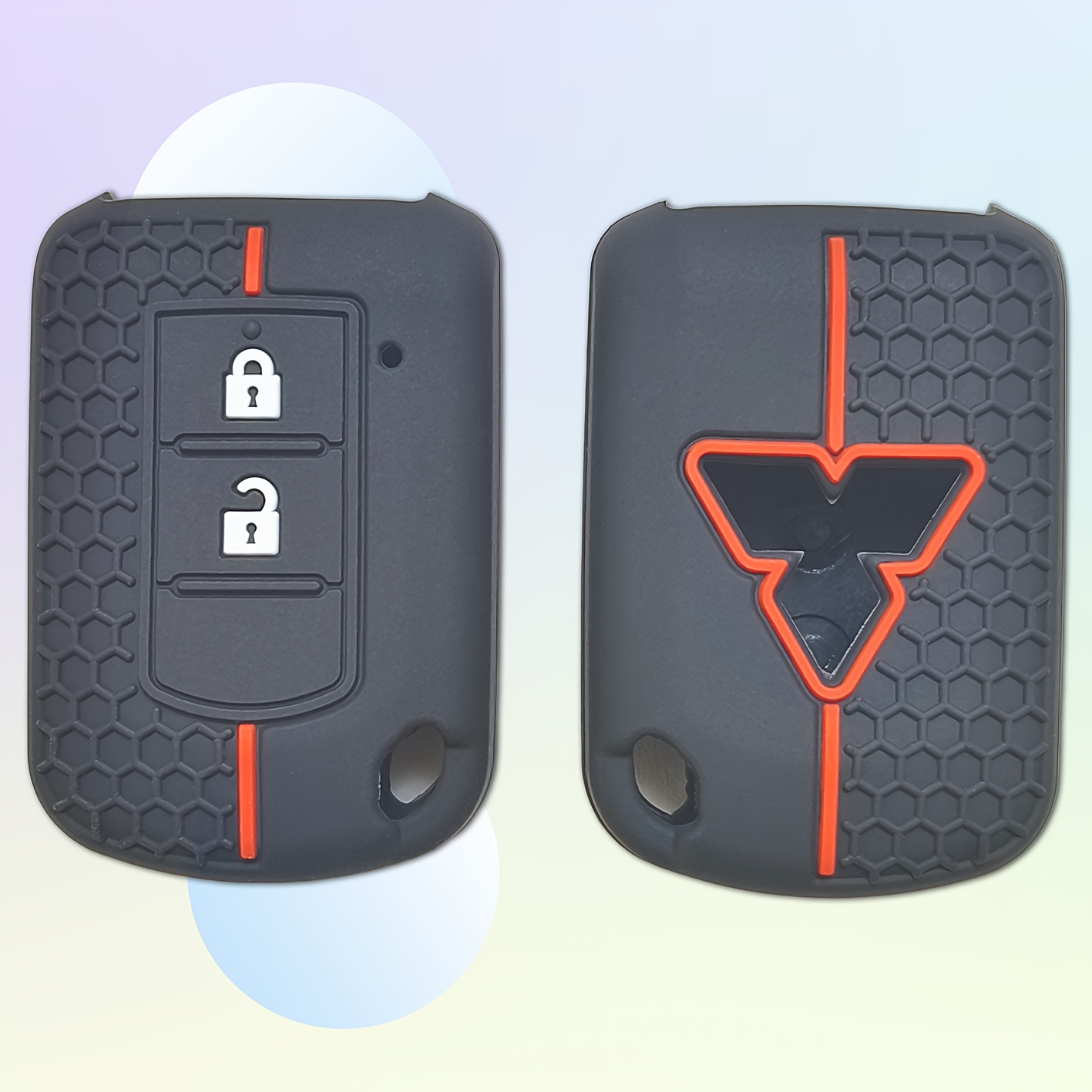 TEMU New Protective Cover For Straight Plate Key Featuring A Honeycomb Design, 2-button Sport Style For , Made Of Elastic Silicone To Shocks And