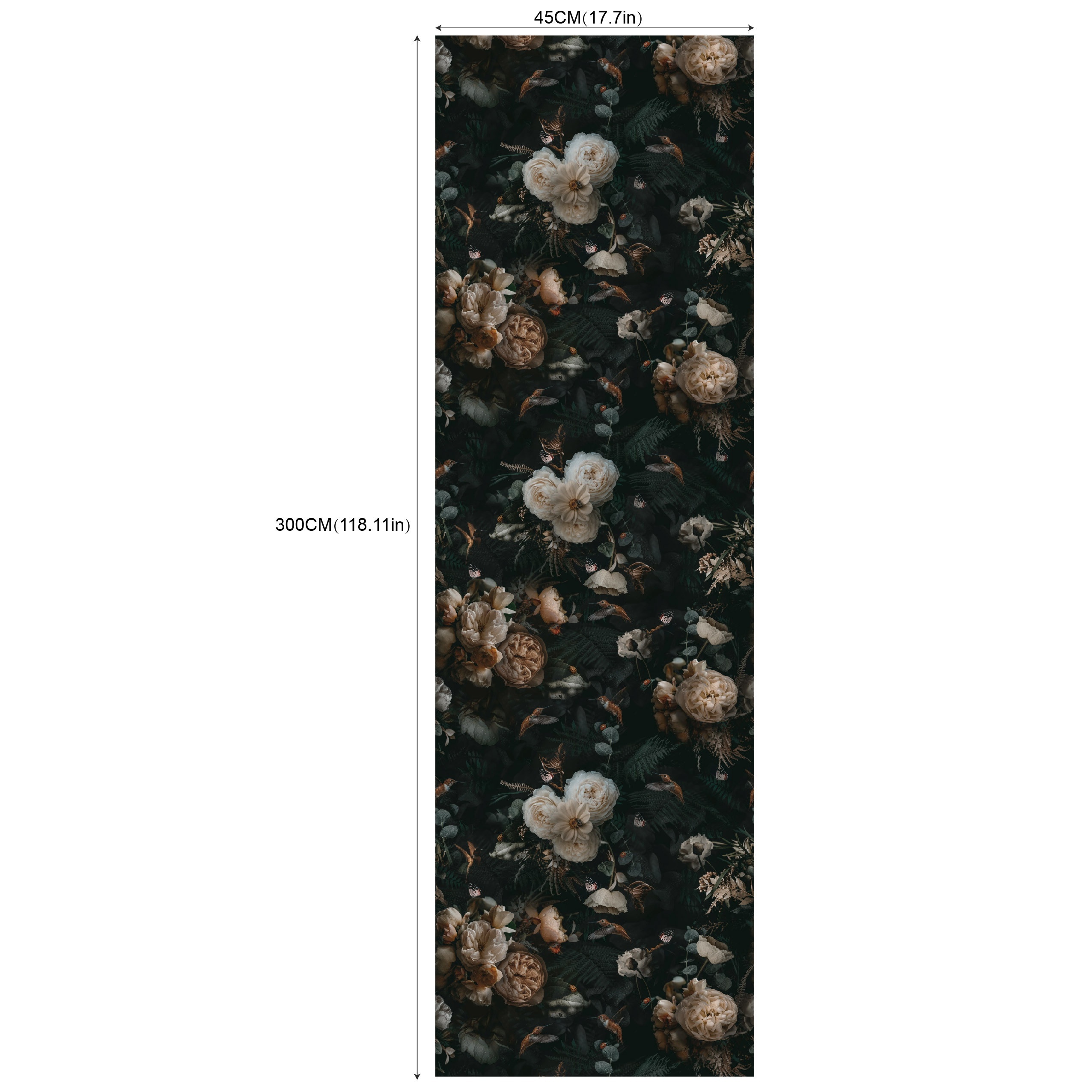 Image of Vintage Floral Wallpaper - Waterproof, Removable Vinyl Mural For Home Decor, 17.7" X 6.5/9.8ft
