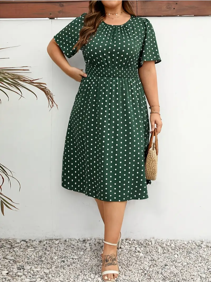 plus size elegant fashionable womens dress polka dot print - Temu Oman plus size elegant fashionable womens dress polka dot print - Temu Oman