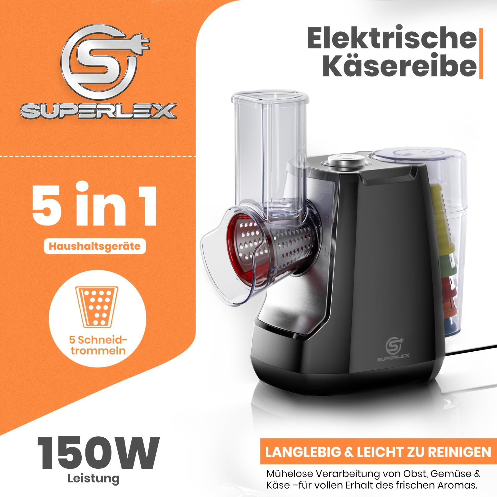 Superlex Electric Food Chopper | Grinding, , Effortlessly Chops Large Ingredients For Vegetables, Nuts & Salads