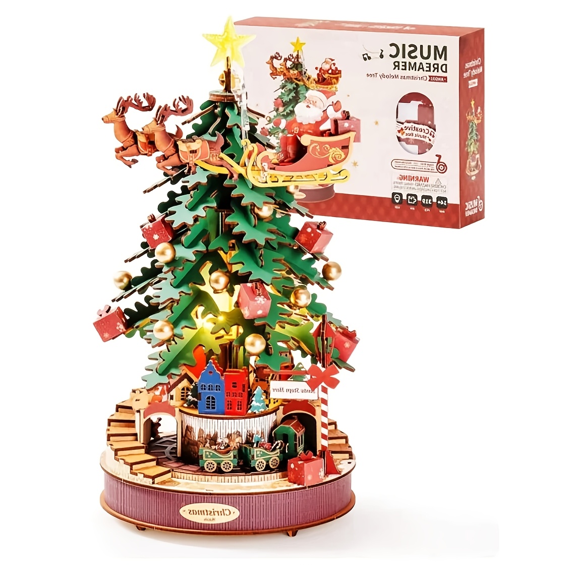 Wooden Music Box Christmas Melody Tree, 3d Puzzles For, 3d Model Building Kits For, Home Decor/ Christmas Birthday Gifts/ Crafts/ Hobbies Ams01 319pcs