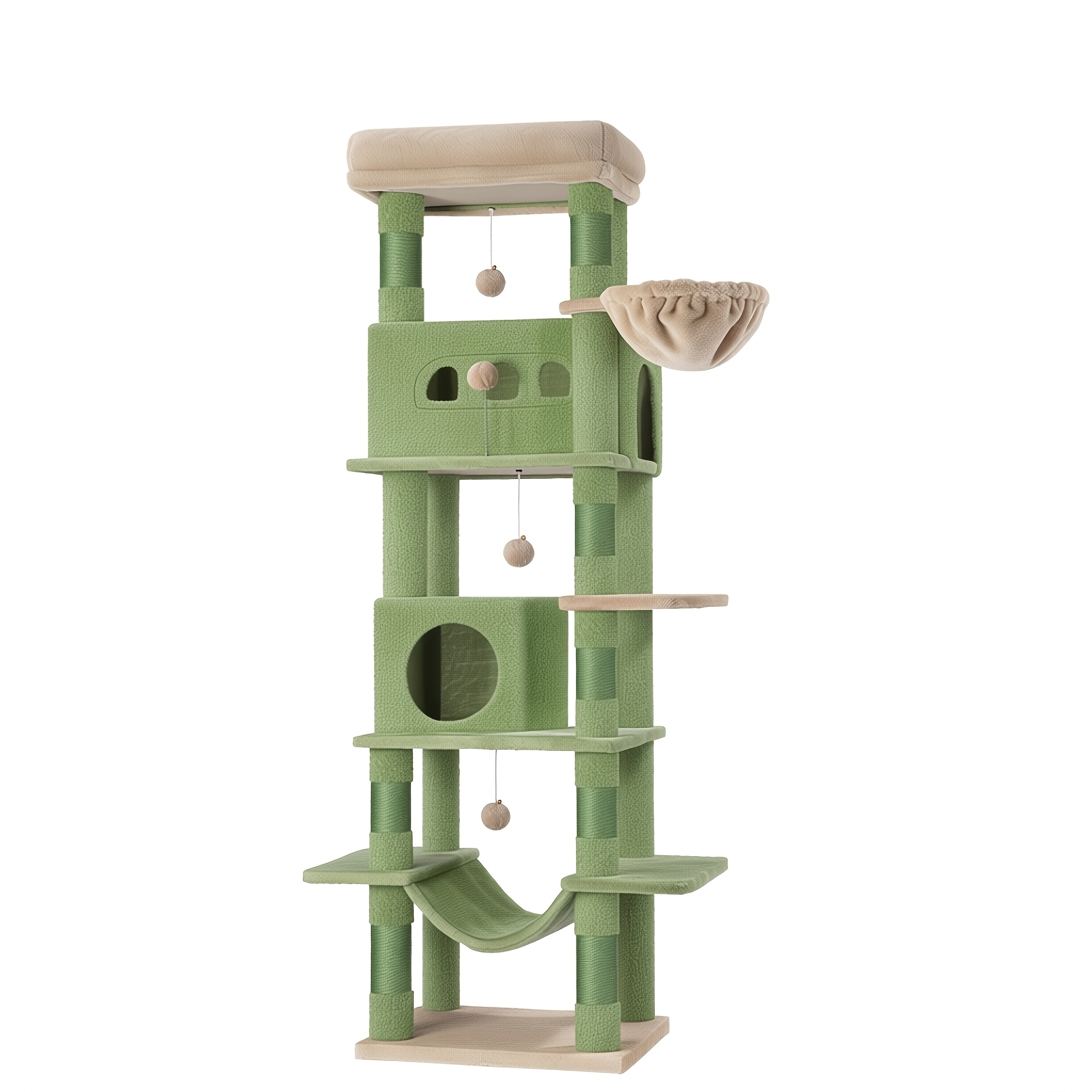 TEMU Xxl For Large Cat Scratching Post, 172cm, Cat Tree, Luxurious Indoor Cat Tower With A 50x30cm Extra- For Large Viewing Platform, Multiple Caves,