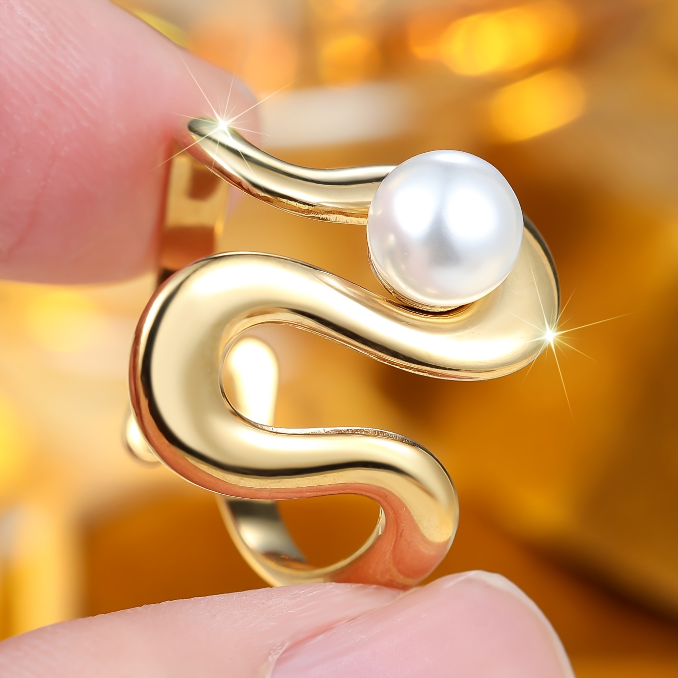 Men's Minimalist Shiny Wavy Ring, Fashionable Gift