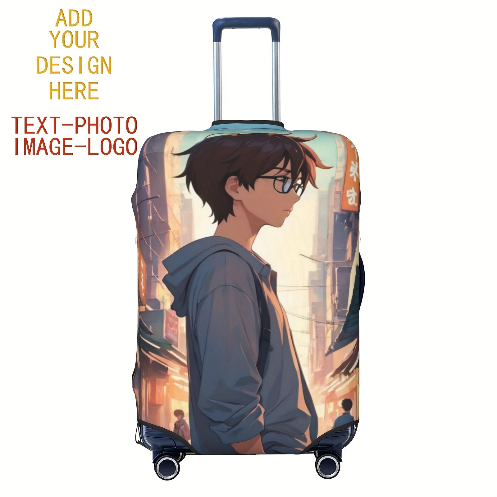 

Custom Luggage Cover, Personalized Suitcase Covers For Luggage Photo Text Customized Counter- Double-sided Printing Baggage Protector Cover For Business Travel Washable