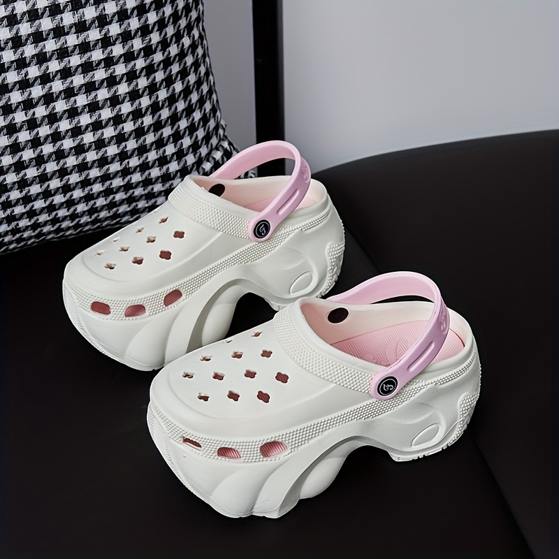 stylish eva platform clogs breathable hole slip resistant soft sole sandals beach garden outdoor wear details 5