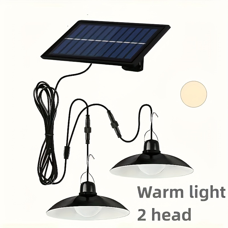 

1pck Solar Powered Chandeliers, Led Lights, Double Headed Chandelier Decoration, With Remote Control, Suitable For Indoor Greenhouse And Barn, Camping Lighting