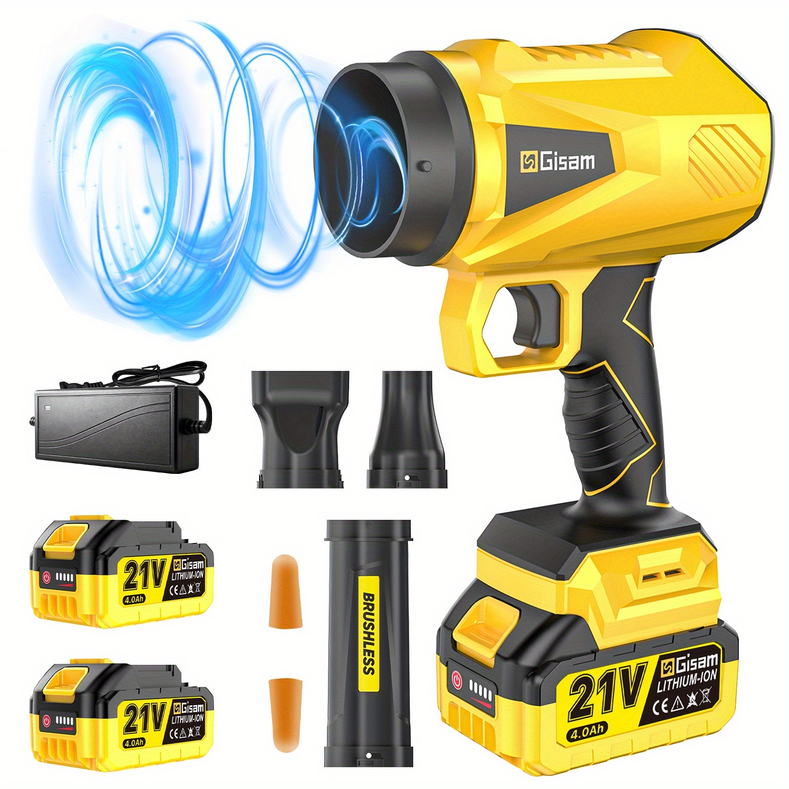Brushless Electric Turbo Blower Powerful Handheld Leaf Blower Snow Blower, 200m/s Lightweight Cordless Jet Fan With 4.0ah Batteries For Car Cleaning, Driveway Dust Removal, Lawn Care