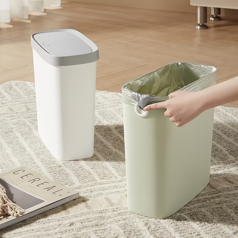 

1pc Slim Fit Trash Can, Plastic Rectangular Garbage Bin For Bathroom, Bedroom, Living Room, Kitchen, No-lid Space-saving Waste Basket, No Electricity Needed