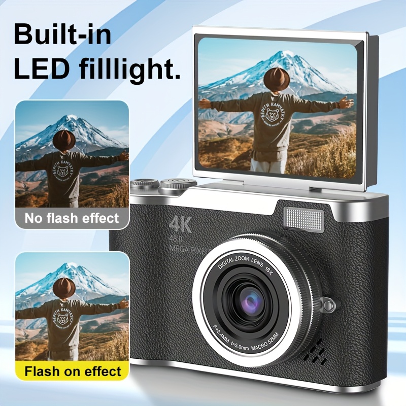 flip screen digital camera 4k hd video 16mp 8x zoom with 32gb   auto focus beginner friendly vlogging camera for travel christmas gifts multiple colors details 1