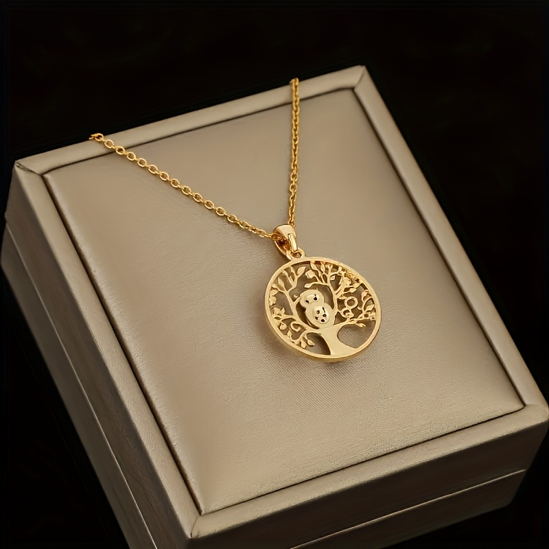 Delicate Hollow Animal Owl Tree Pendant Necklace, Unique Gift
