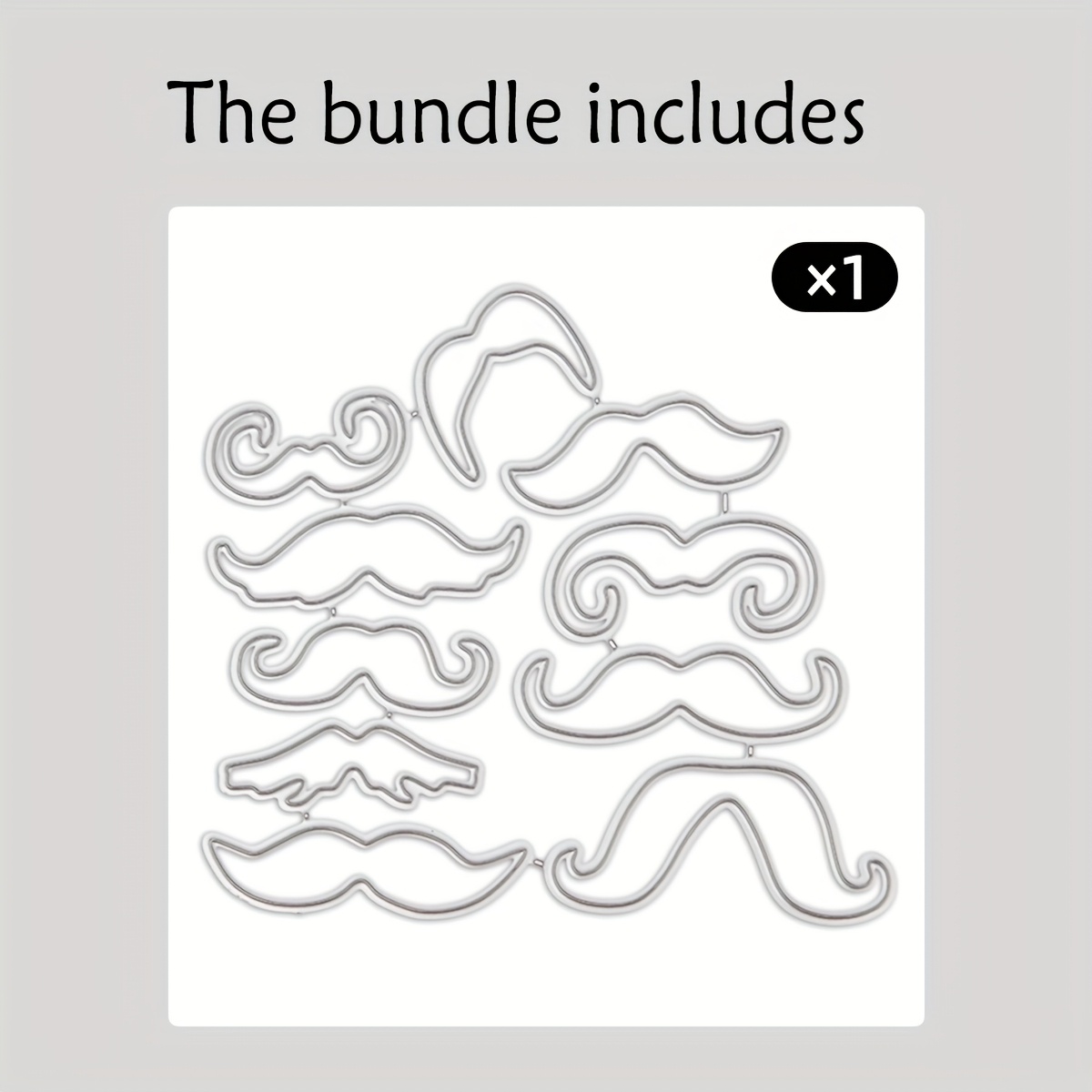 TEMU 1pc Cute Mustache Metal Cutting Die For Diy Scrapbooking, Card Making And Crafts - Durable Metal Die Cutting Tools, Silvery, Holiday Decoration