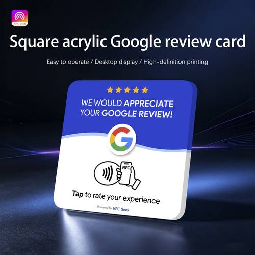 item picture nfc suitable for google reviews click to write review cards self nfc links modern acrylic business signage with 504 memory 13 56mhz for smartphones for marketing teams offices retail stores to enhance online presence