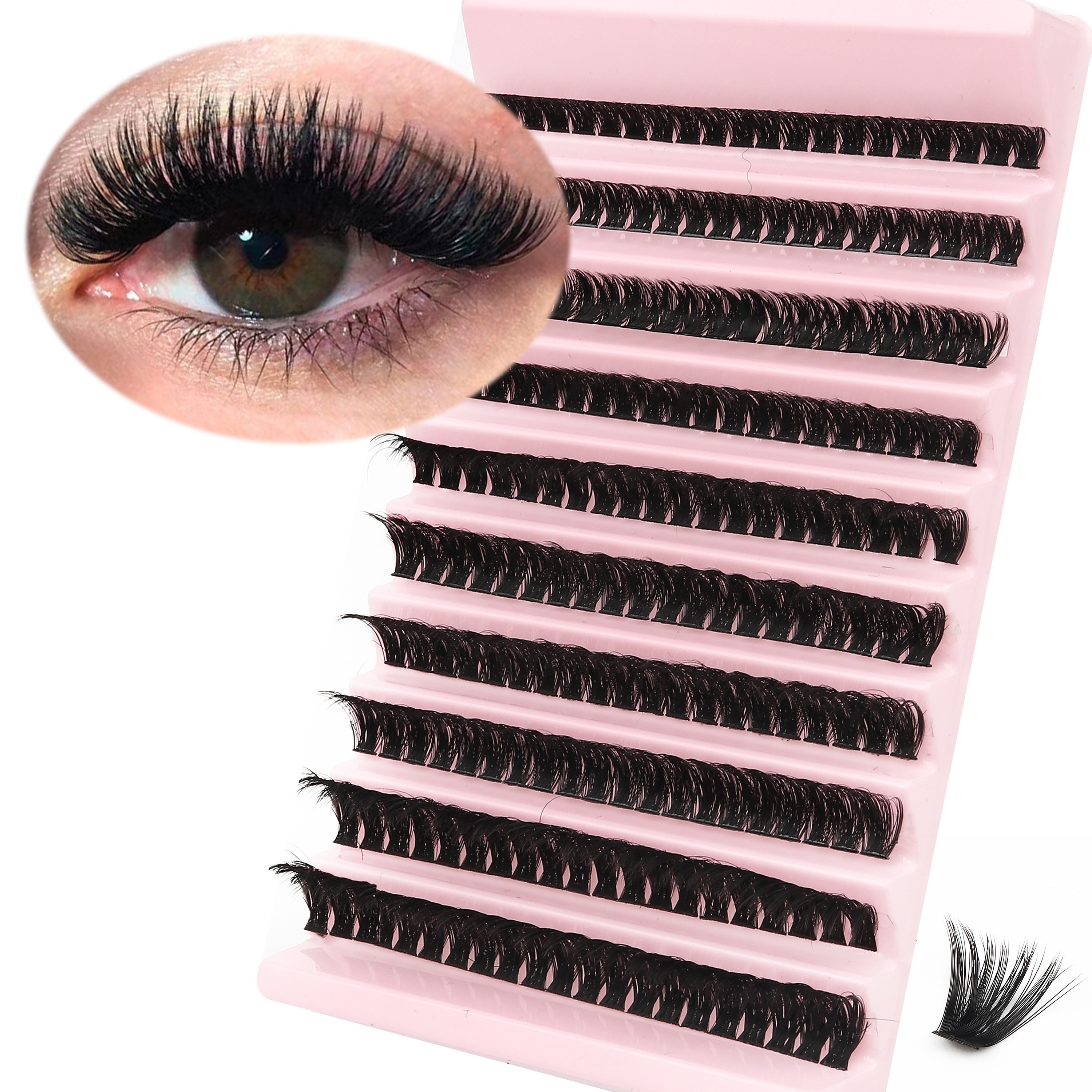 

200pcs Luxe Faux Mink Eyelash Extensions Kit - Soft, Natural-looking Cluster Lashes For Easy Diy Application | Beginner-friendly & Reusable | Dd , 10-18mm Length