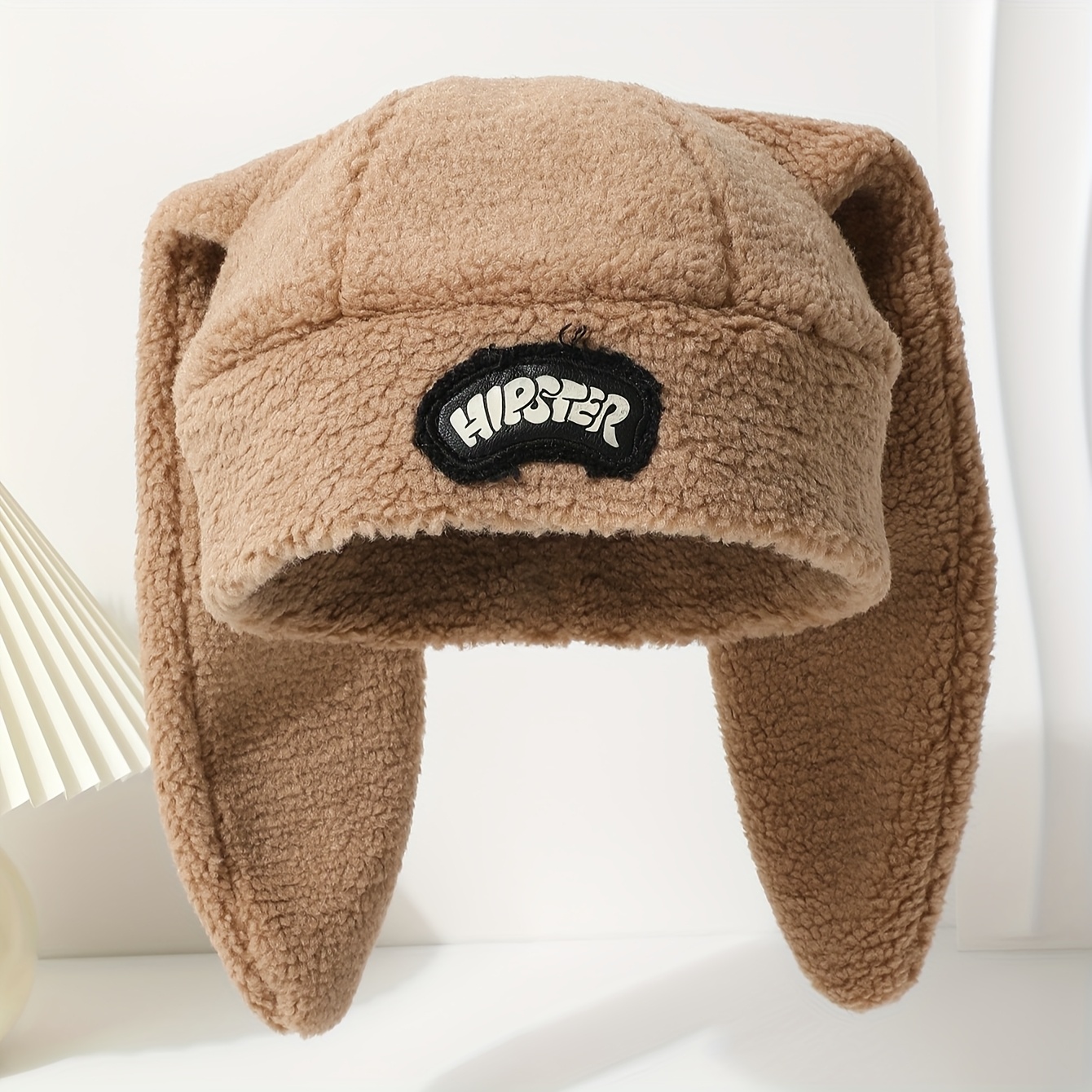 TEMU Korean-style Retro Lamb Warm Earmuff Hat For Women, Suitable For Winter Snow Sports, Windproof Cycling, And Features A Bunny Ear Design, Perfect