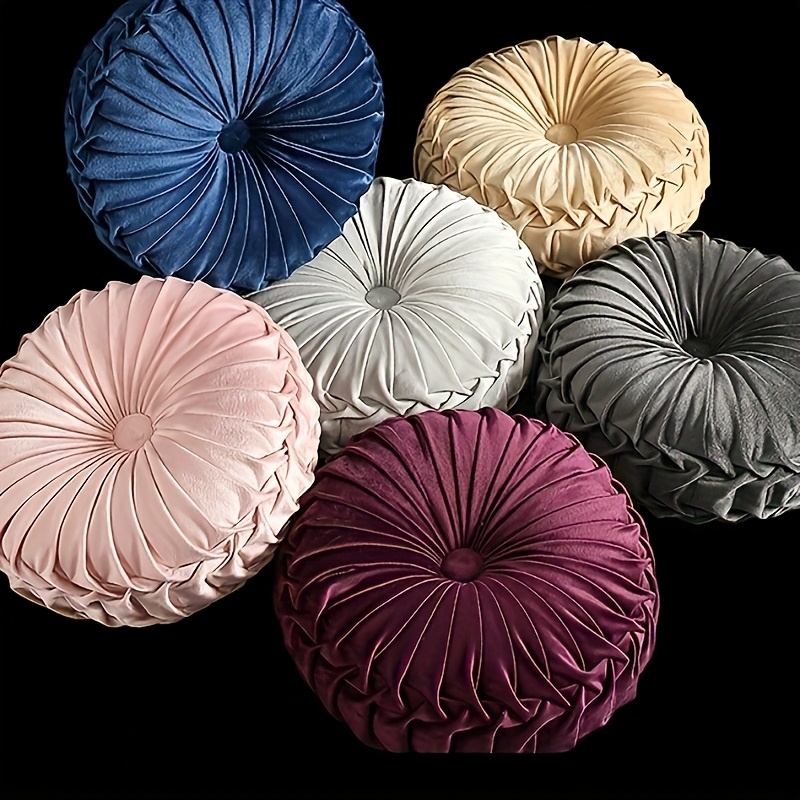 1pc elegant pumpkin shaped velvet throw   decorative cushion with zip closure for sofa couch bed and office chair versatile solid   decor pillows for couch 3