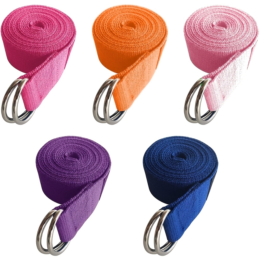 5pcs Adjustable Yoga Straps With D-ring - Exercise Bands For Pilates, Gym, Stretching & Balance - Fit, Yoga Mat, , Universal