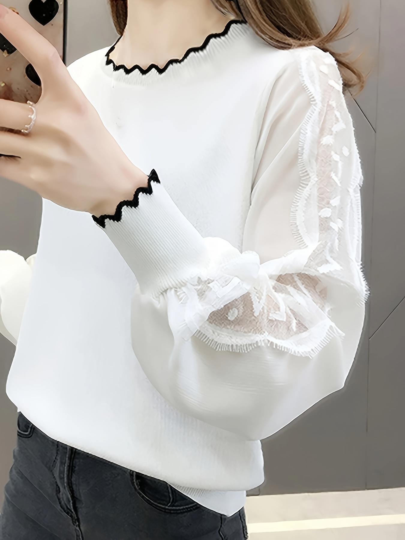 womens elegant korean inspired semi sheer layered blouse - Temu