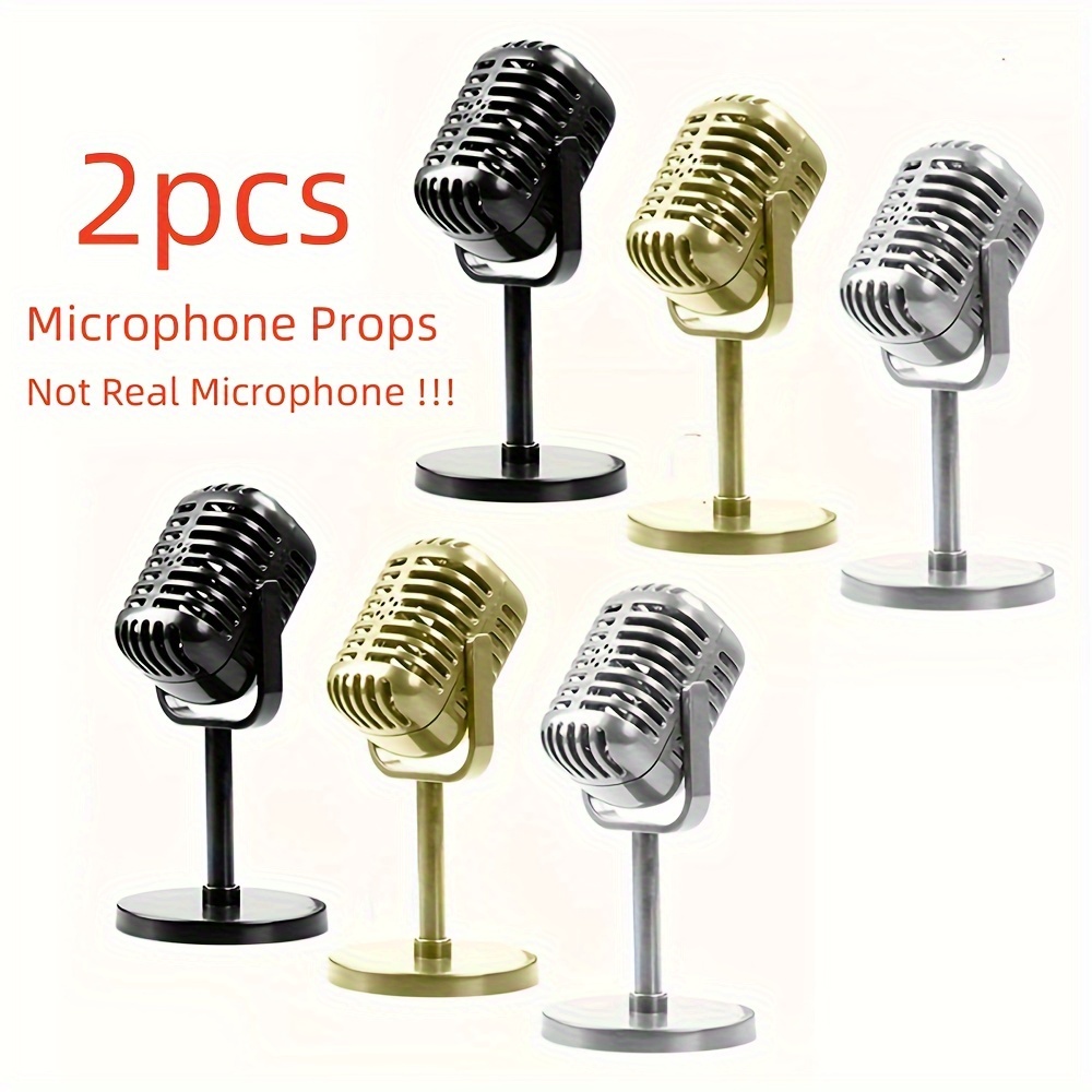 

2pcs Retro Vintage Microphone Props, Plastic Simulation Decorative Ornaments For Home, Bar, Party, Photography - No Electricity Needed, Featherless, Ideal For Wedding, Birthday, All