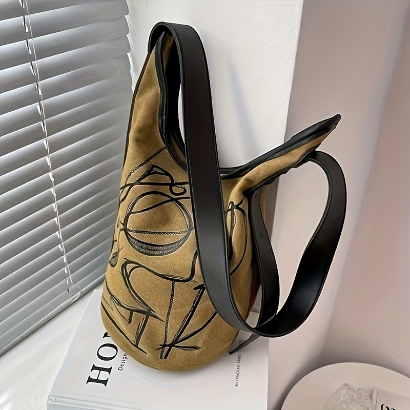 Image of Graffiti Crossbody Bag Fashion Women' Bag Color Block Women' Casual Bucket Bag