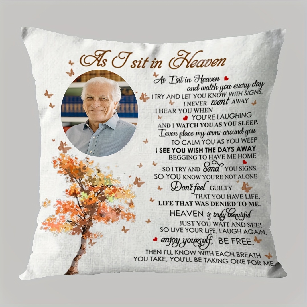 

Custom 18x18 Inch Plush Memorial Pillow Cover - Personalized Photo, Sympathy Gift For Loss Of Loved One, Zip Closure, Hand Wash Only (cushion Not Included)