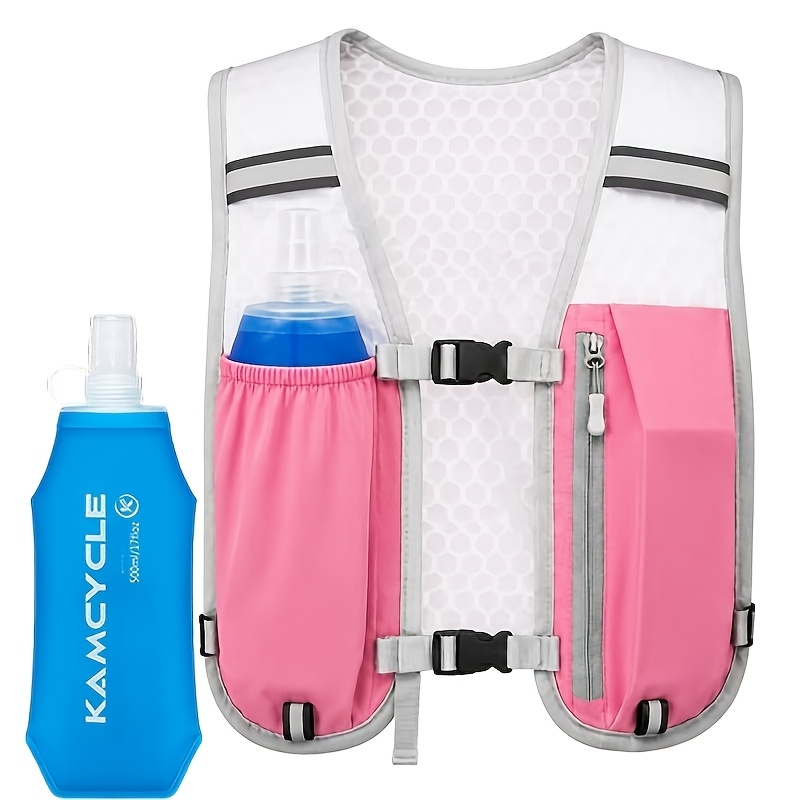 TEMU Running Vest Backpack With 1pc Soft , Backpack With Phone Holder & Storage Adjustable Hydration Vest Lightweight & Breathable Running Backpack