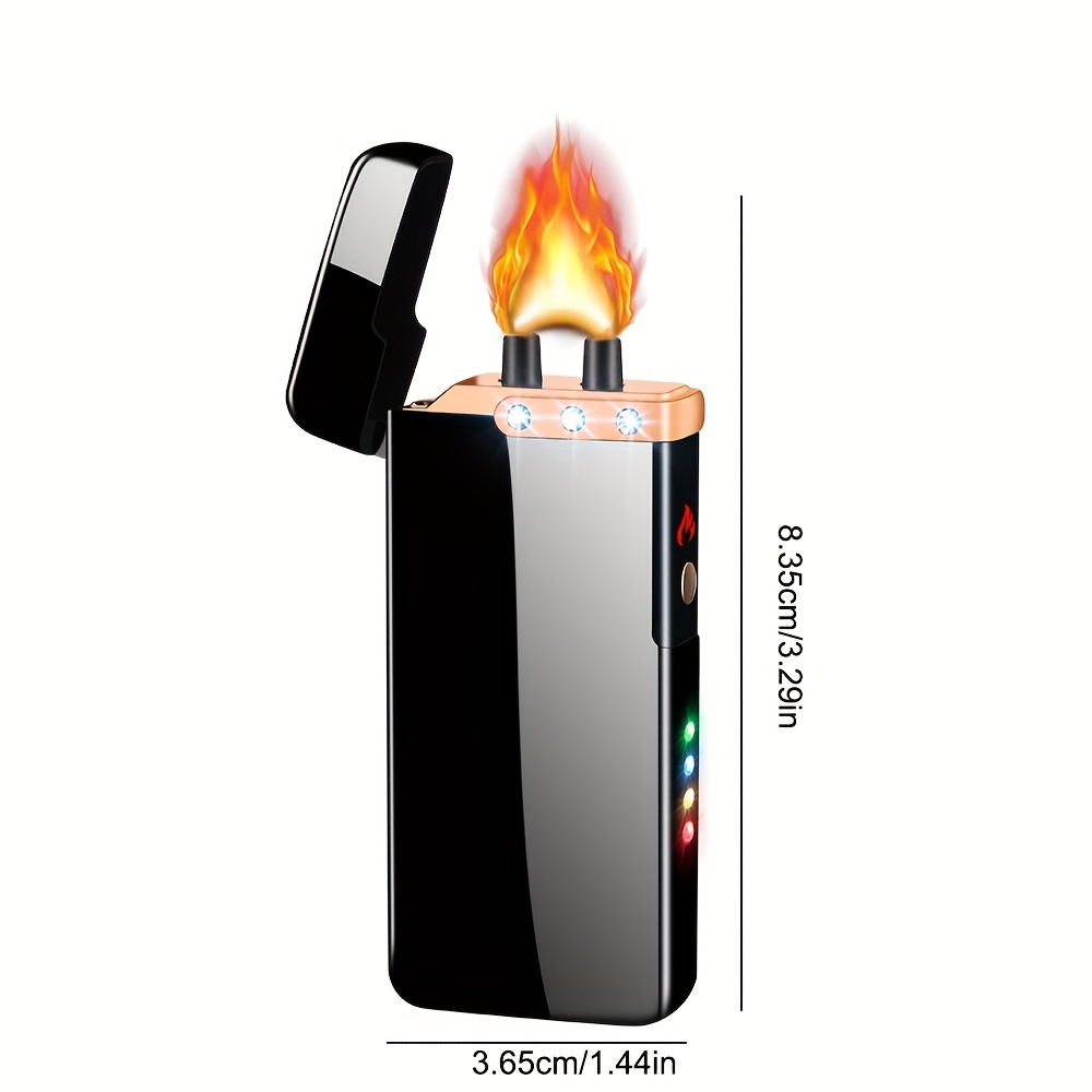 USB-Aufladbares Elektrisches Feuerzeug mit LED-Anzeige, Futuristischer Look, Premium-Gefühl, LED-Beleuchtung, Outdoor-Fans, Langlebiger Akku, Flammenloses Feuerzeug für Tech- -Nutzer