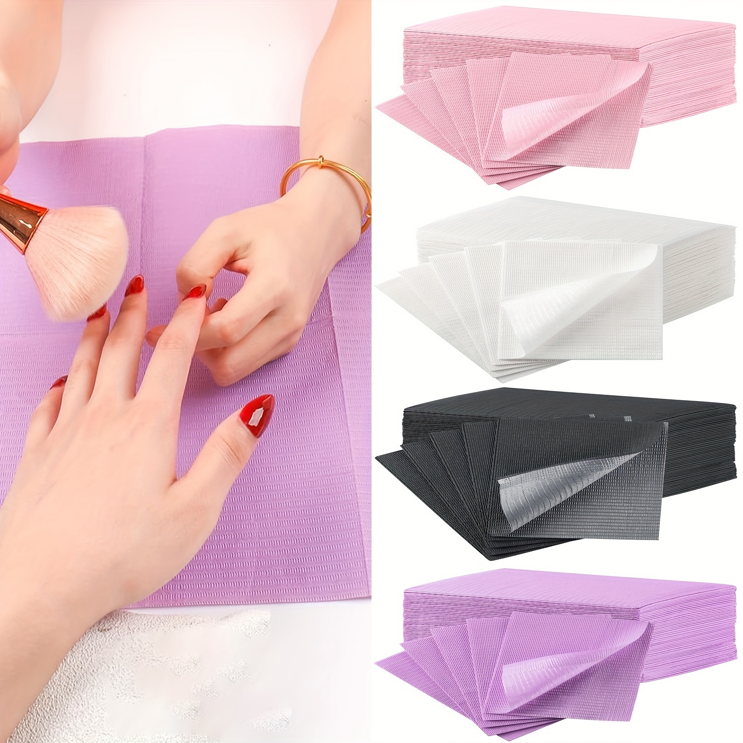 

125/50/20 Pack Nail Art Table Mats, 3-ply Disposable Nail Napkins, 13"x18" Waterproof Acrylic Nail Art Paper Sheets, Odorless Salon Tool & Accessory