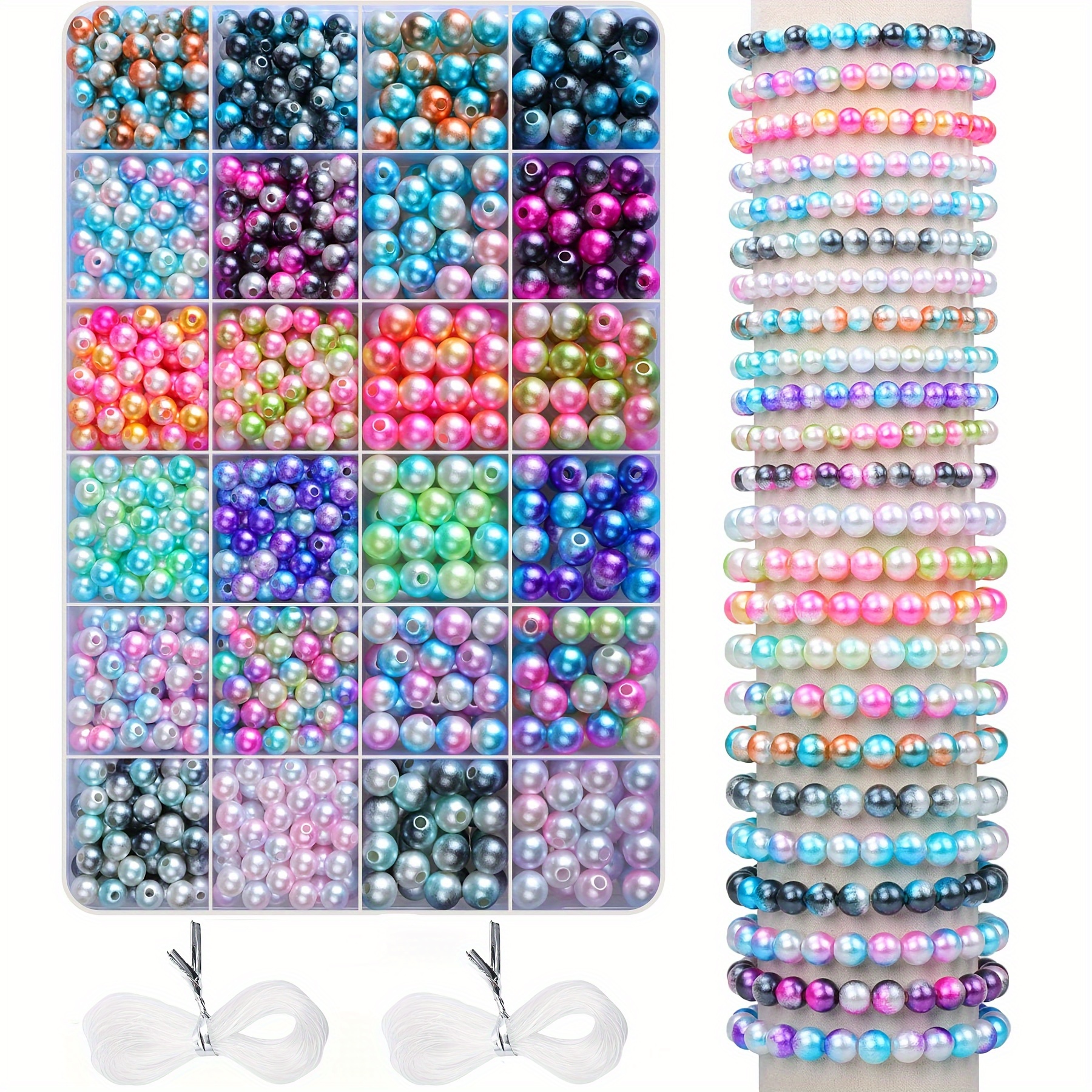 

Kit de de bracelets DIY 840 perles en plastique aux de -en-, de perles rondes dégradées mignonnes la de , de perles de 6 mm et