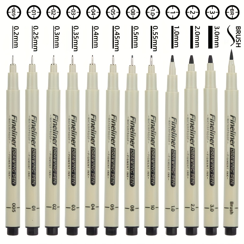Multi-Line Drawing Pen Set, 5/6/9pcs Fine Waterproof Ink Pens