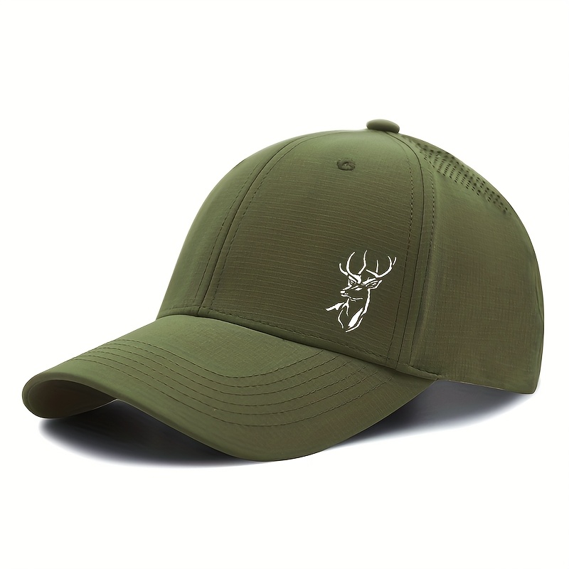 Image of 1pc Quick-dry Golf Cap With Mesh Ventilation | High-quality Nylon, , "deer Head" Print, Ideal For Outdoor Sports, In Multiple Colors