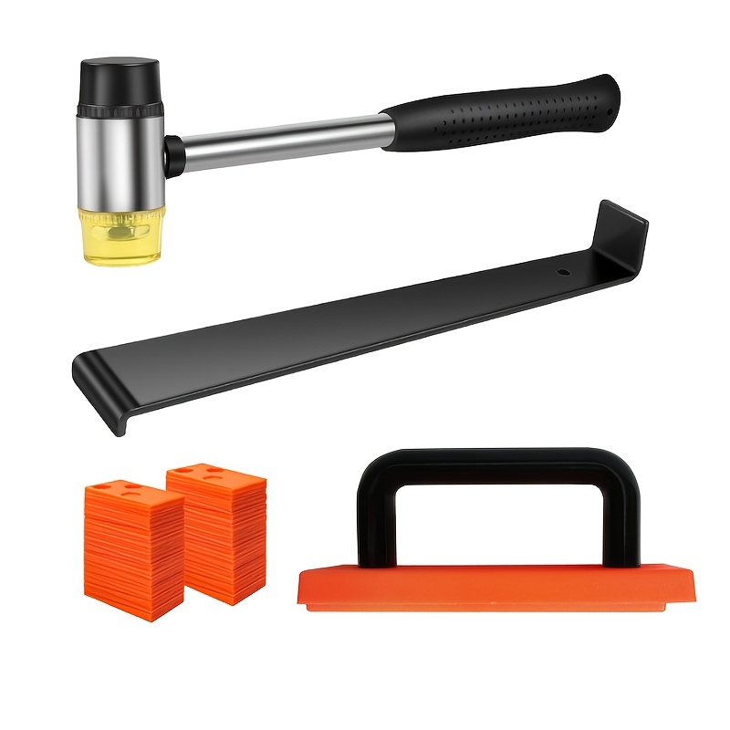 Laminate Wood Flooring Installation Kit, Lvp Installation Kit, Vinyl Flooring Tools - Tapping Block With Handle, Pull Bar, Double-faced Mallet And Spacers