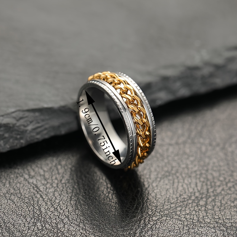 1pc personality style 201 stainless steel rotatable link chain ring 201 titanium 201 stainless steel unisex gift for couples   jewelry suitable for   men and women Product details 0