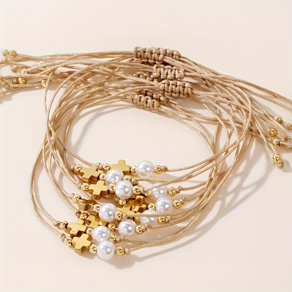 5pcs Set Minimalist Cross Woven Bracelets for Women