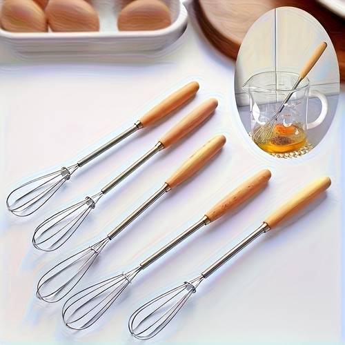 3-teiliges schneebesen-set mit massivholzgriffen, edelstahl-küchenschneebesen und sahnespender, 7,9 zoll