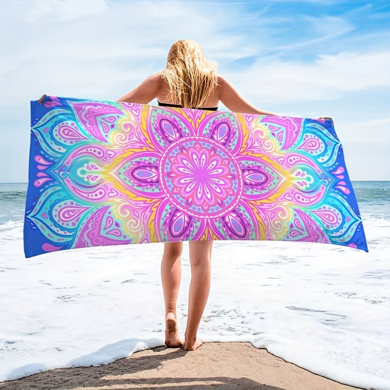 

1pc Mandala Pattern Beach Towel, Soft Absorbent Beach Towel, Lightweight Beach Blanket, Perfect For Beach, Pool, Camping & Travel, Beach Essentials