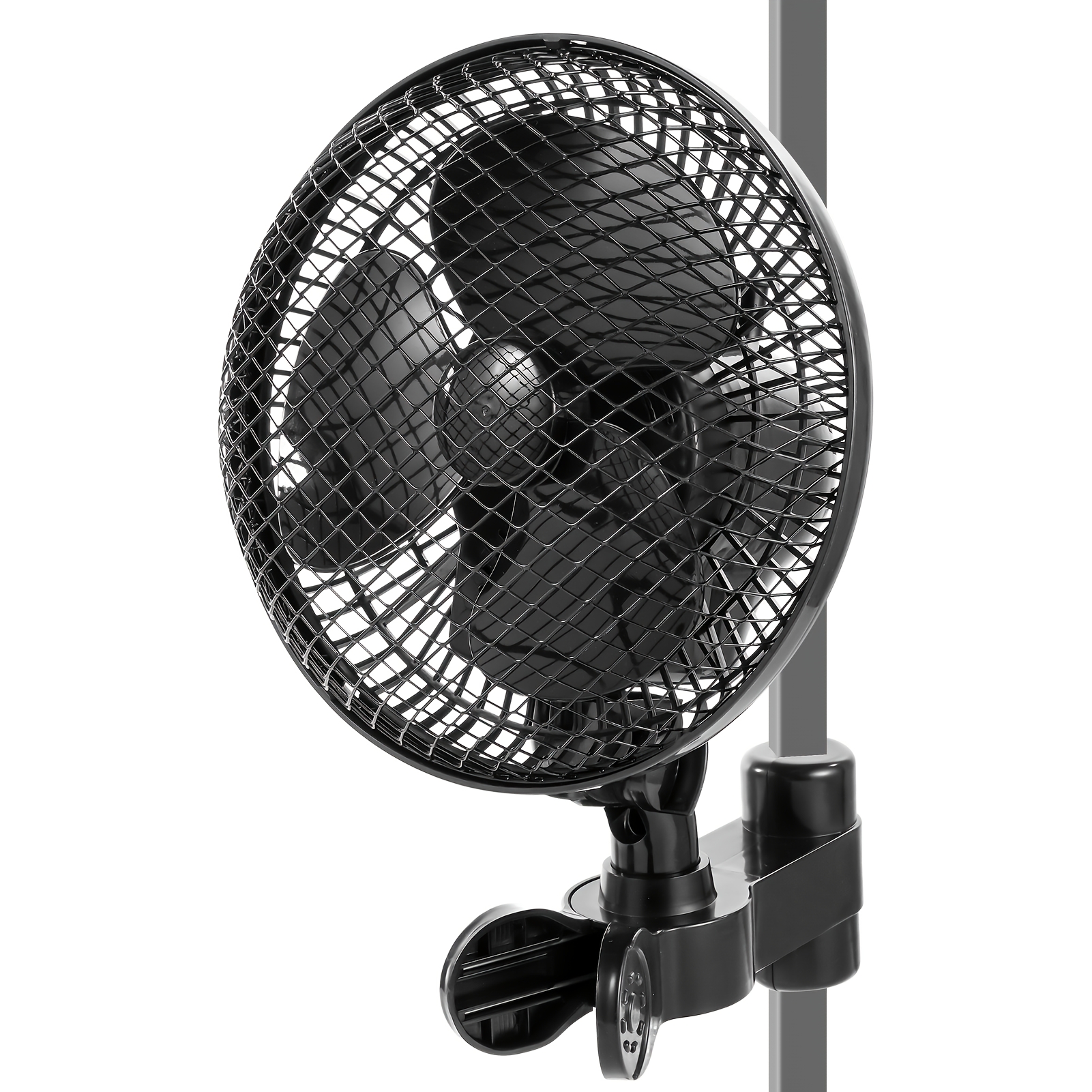 Greenhouse Fan Clamp-type Fan Planting Tent Multi-speed Automatic Swivel Fan Black