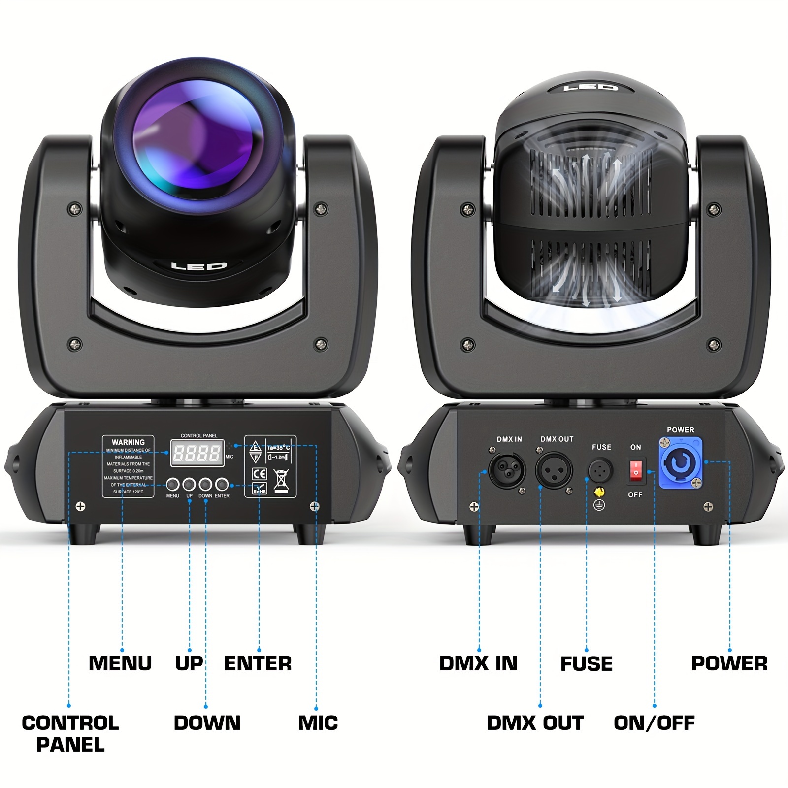 2pcs 150w led beam moving head 18 prism 8 gobo stage light dmx dj spot party  