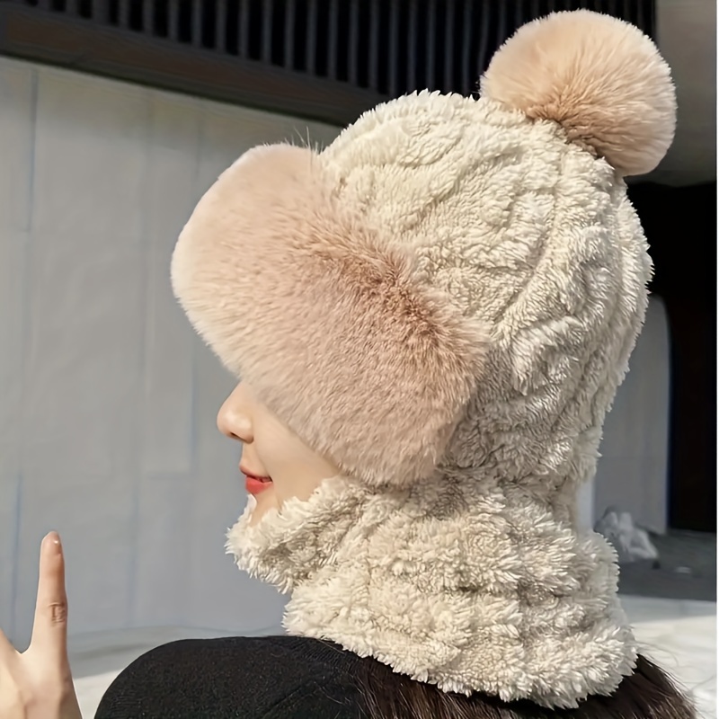 

& Set - Fleece-lined Hat Ear , Hooded For Cycling
