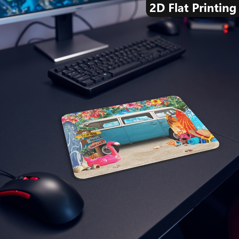 TEMU Tropical Beach With Van And Surfboards, 1pc, Mouse Pad, Various Sizes, 1, Desk Mat Durable And Comfortable - Laptop And Computer Desktop