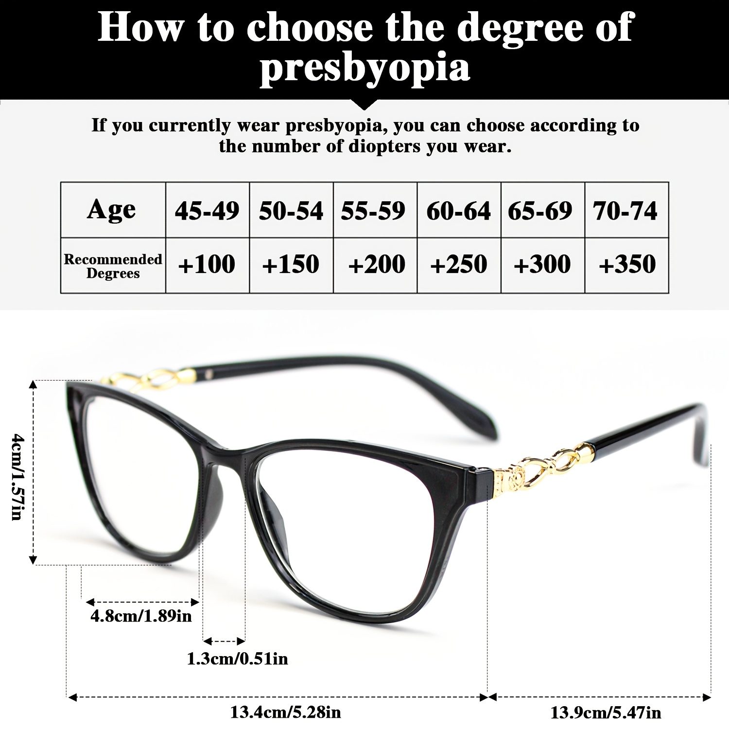 2pcs High-End Cat Eye Frame Reading Glasses Set